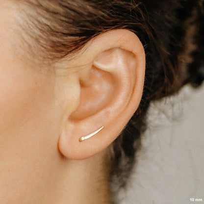 50 mm Dainty Long Ear Climbers, Ear Crawler, Gold Ear Cuff, Bar Ear Climber Silver Sweep Ear Pins Rose Gold Hammered Ear Climber Earrings