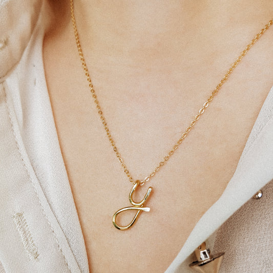 Personalized Lowercase Italic Initial Necklace: Dainty Letter Monogram Pendant