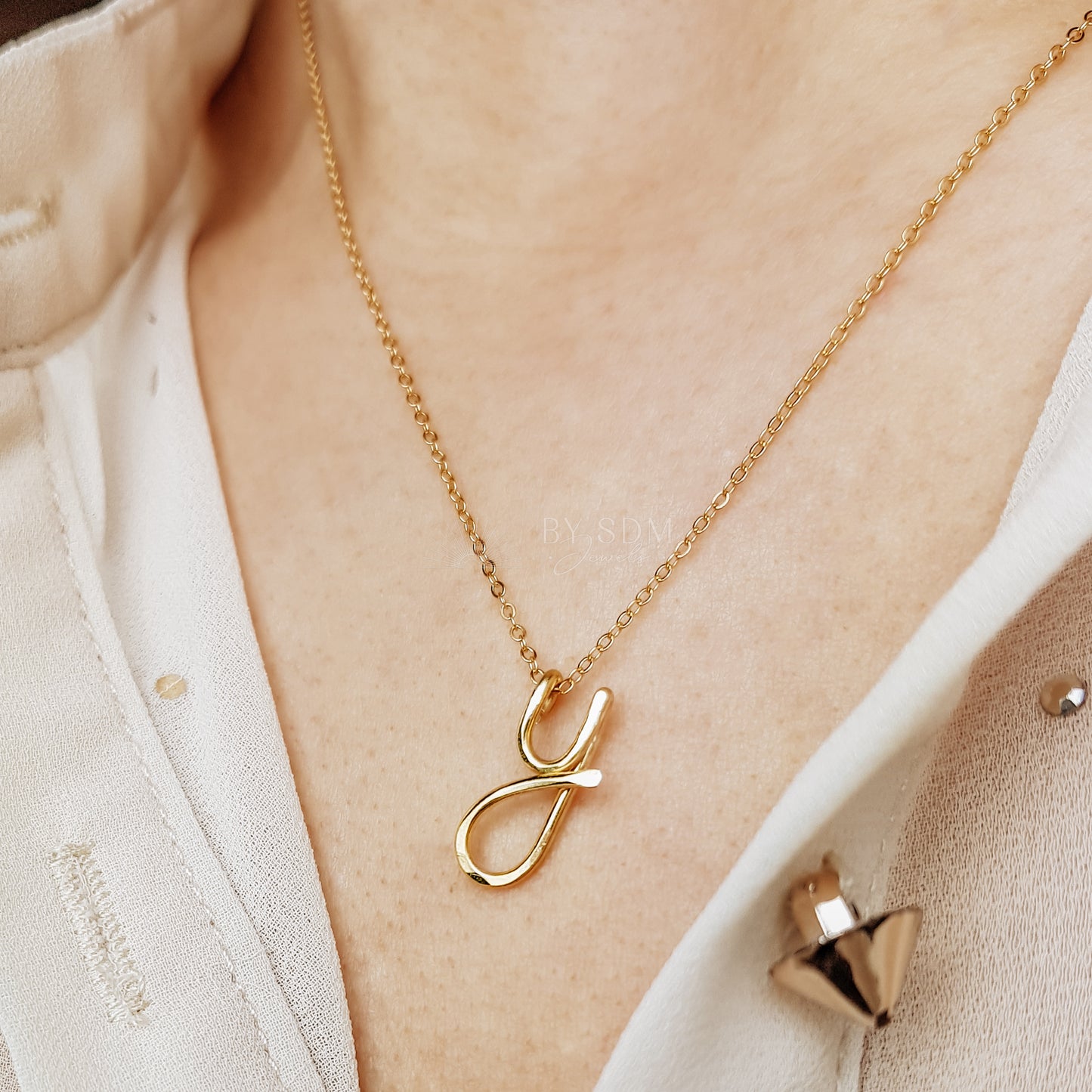 Y Tiny Personalized Gold Initial Necklace • Dainty initial Necklace • Monogram necklace • Gift for mom • Gift for grandma • BYSDMJEWELS