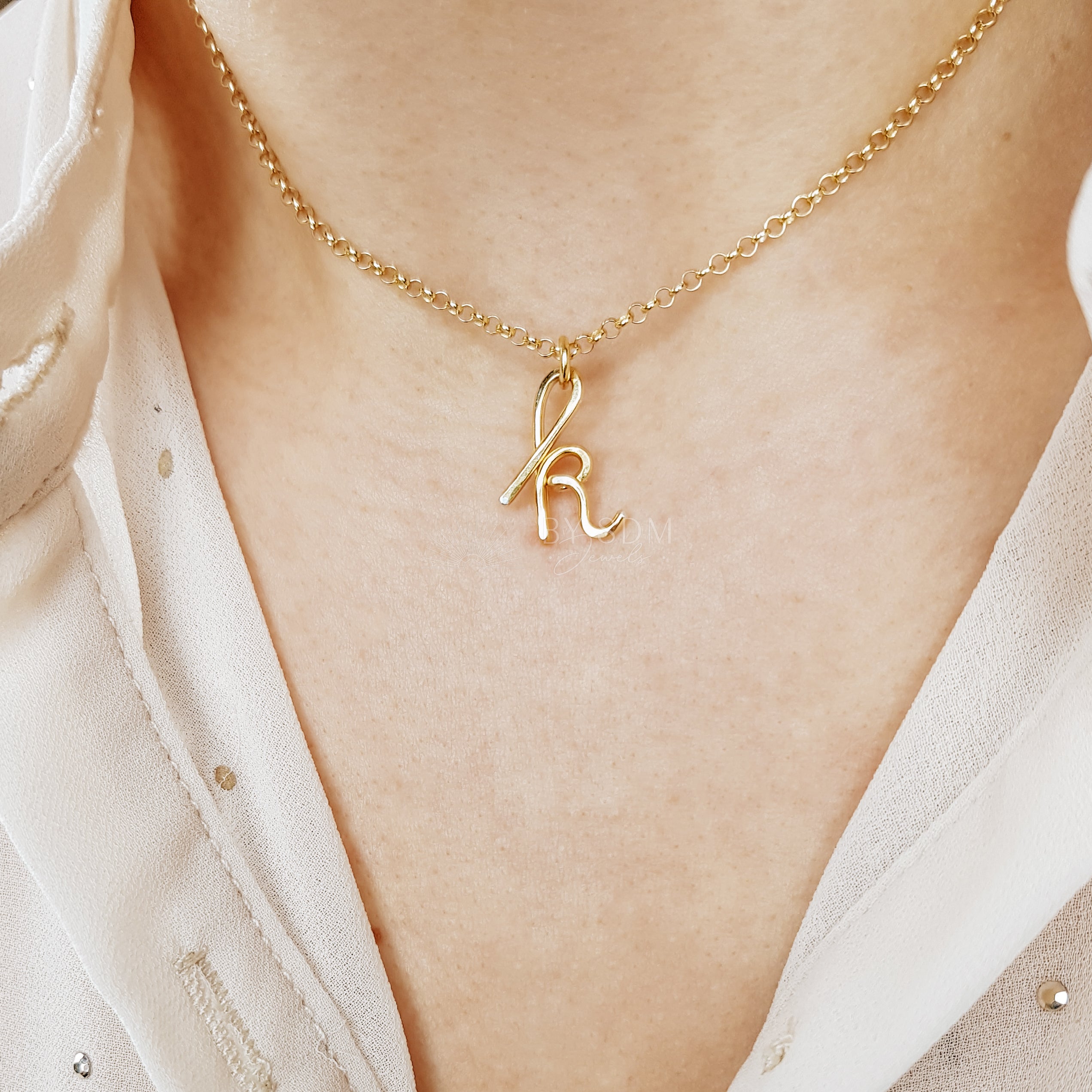 Inisiyal G Initial Necklace In Sterling Silver With Gold Plated | ODDA75 |  Wolf & Badger