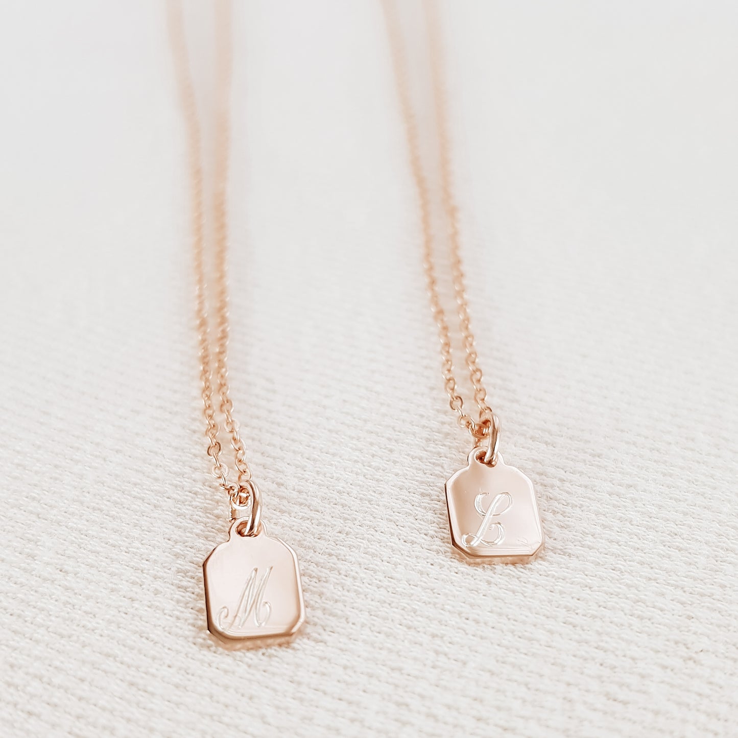 Sterling Silver Tiny Tag Name Necklace: Personalized Initial Charm