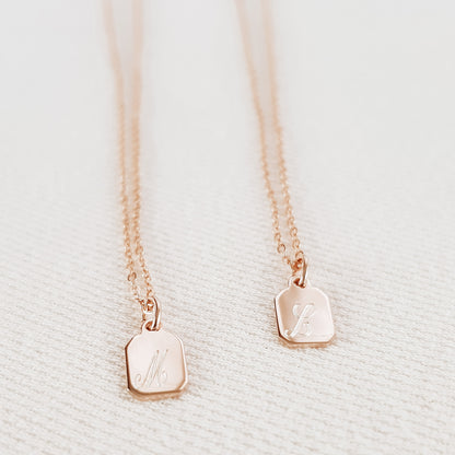 Sterling Silver Tiny Tag Name Necklace: Personalized Initial Charm