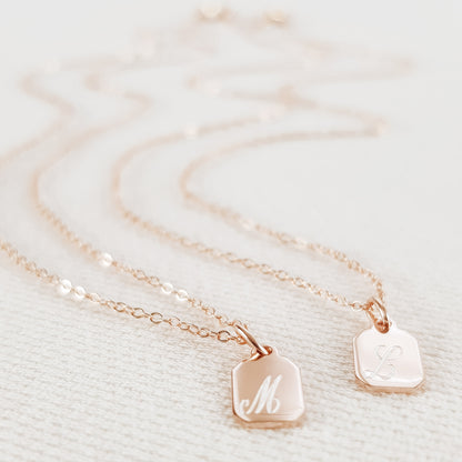 Sterling Silver Tiny Tag Name Necklace: Personalized Initial Charm