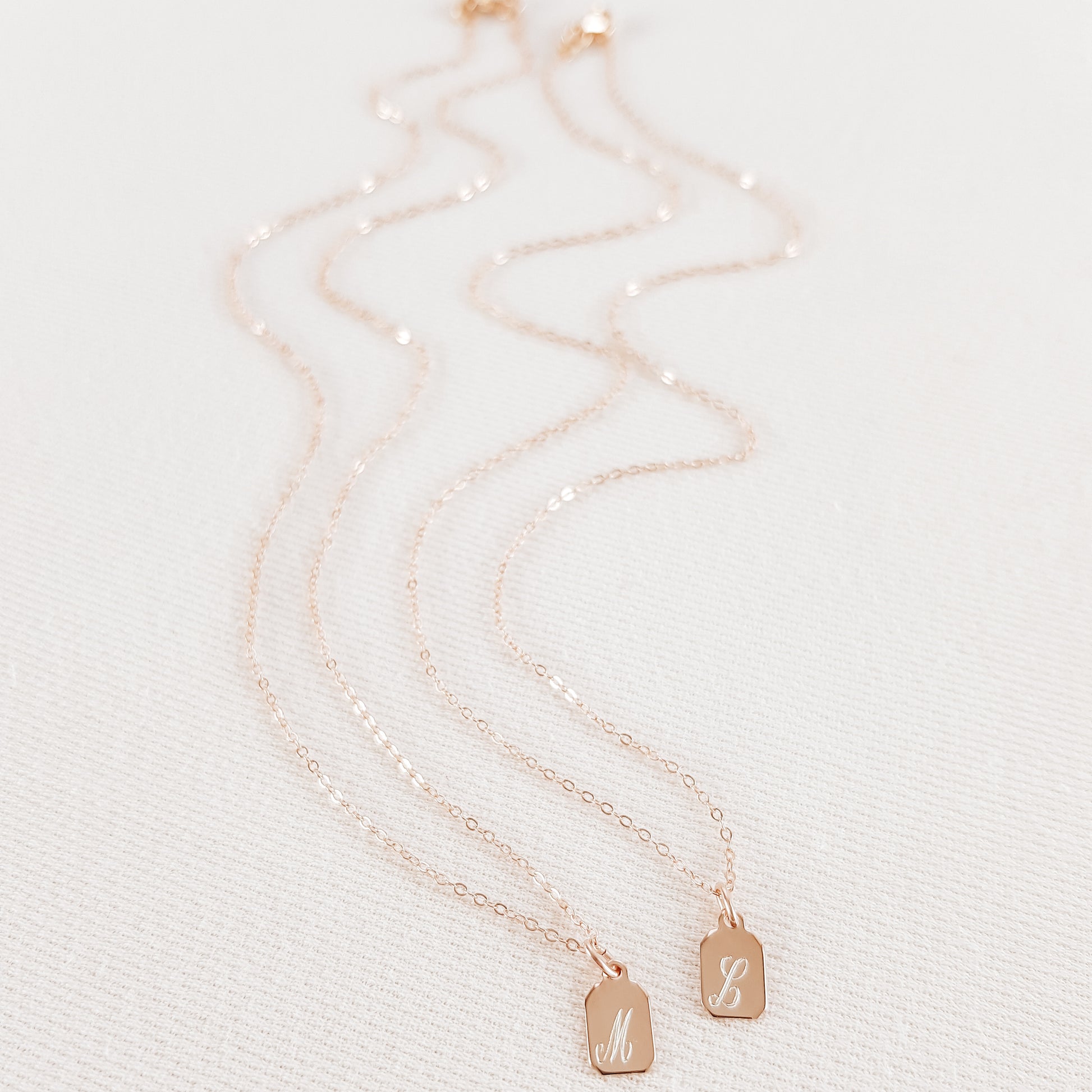 Sterling Silver Tiny Tag Name Necklace: Personalized Initial Charm