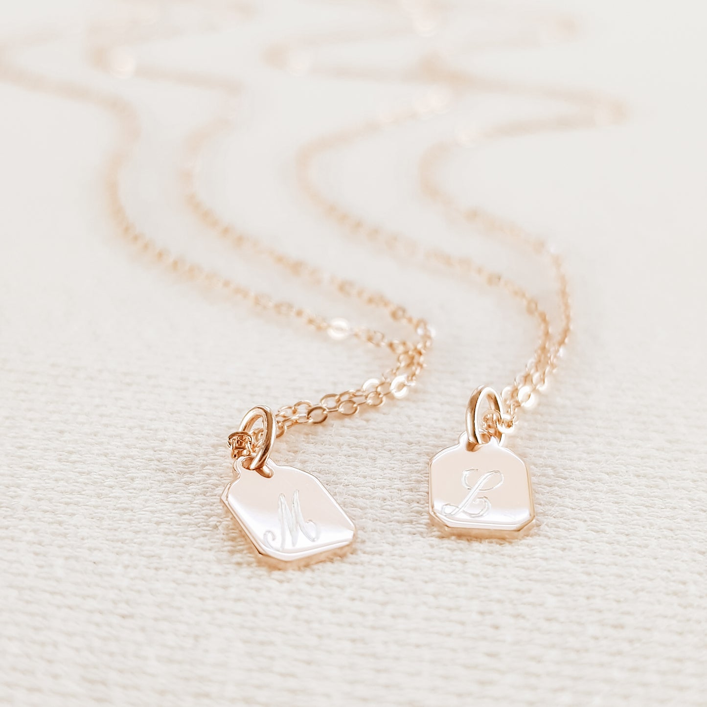 Sterling Silver Tiny Tag Name Necklace: Personalized Initial Charm