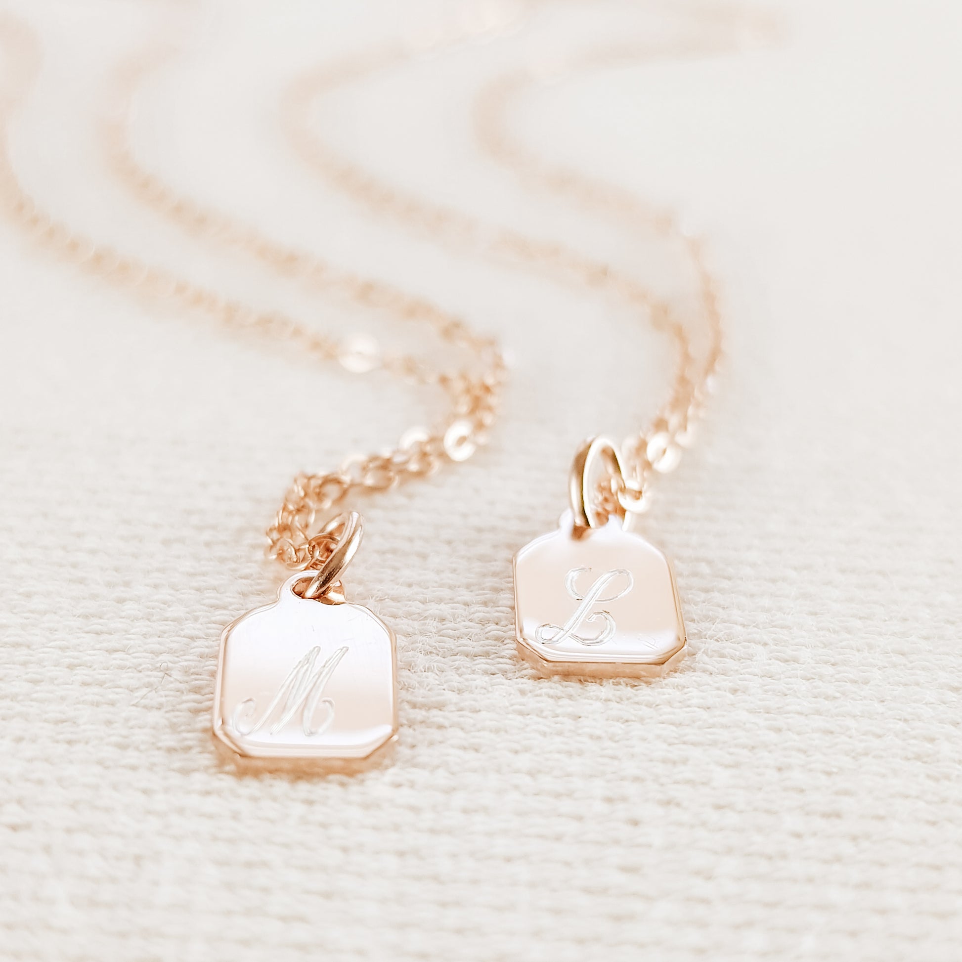 Sterling Silver Tiny Tag Name Necklace: Personalized Initial Charm