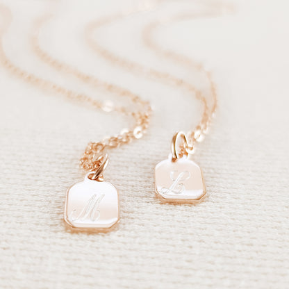 Sterling Silver Tiny Tag Name Necklace: Personalized Initial Charm