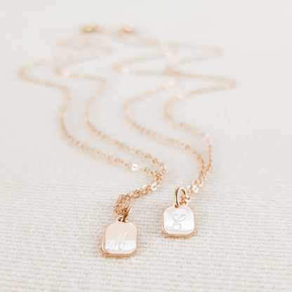 Sterling Silver Tiny Tag Name Necklace: Personalized Initial Charm