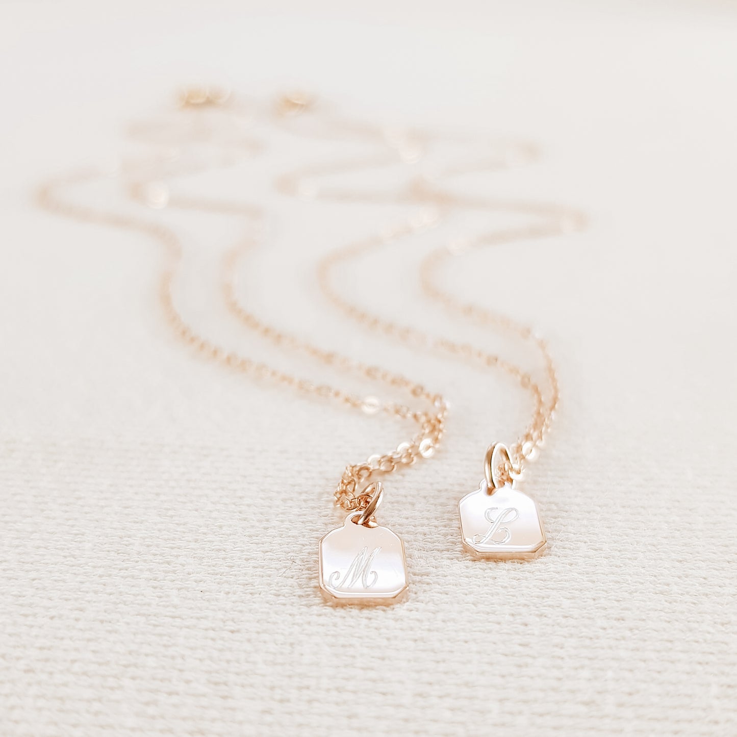 Sterling Silver Tiny Tag Name Necklace: Personalized Initial Charm