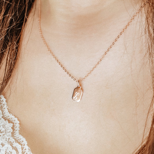 Sterling Silver Tiny Tag Name Necklace: Personalized Initial Charm