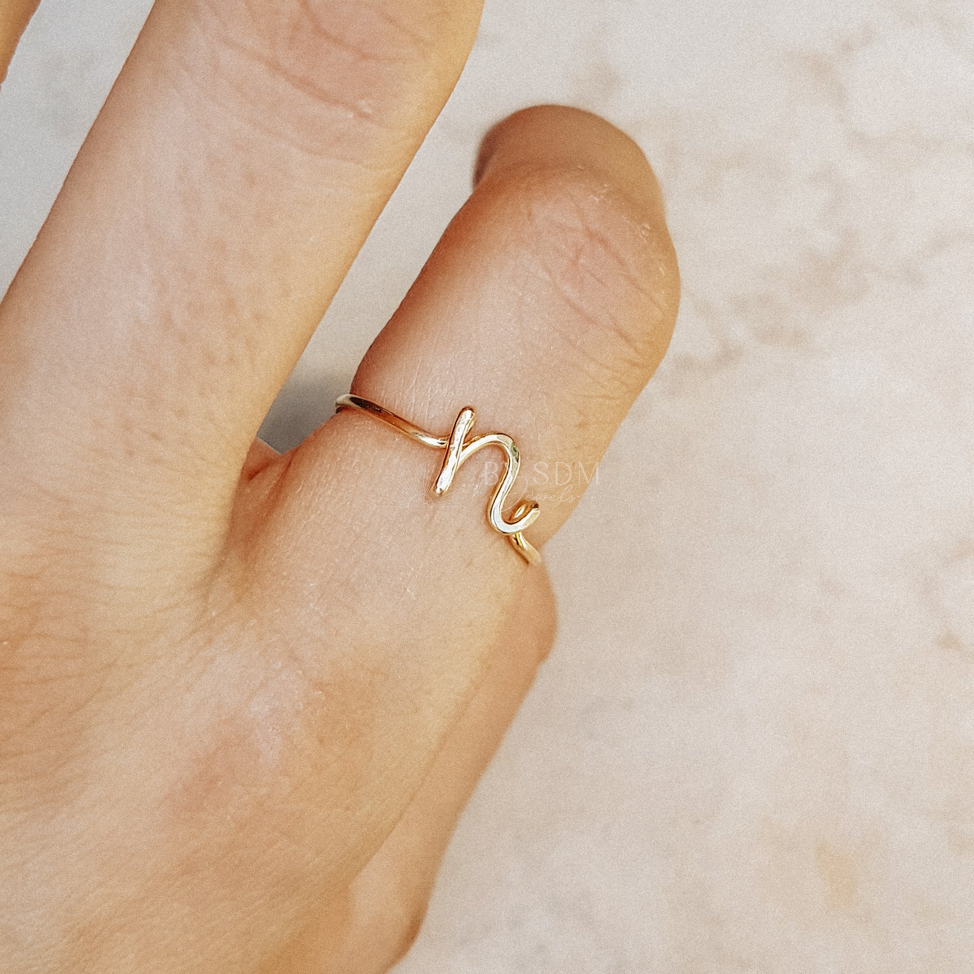 Custom Initial Name Ring • Gold Letter N Ring • Personalized Initial Ring • Initial Name Ring • Adjustable Initial Ring • BYSDMJEWELS