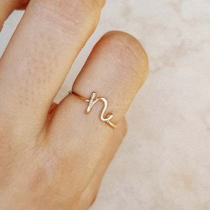 Custom Initial Name Ring • Gold Letter N Ring • Personalized Initial Ring • Initial Name Ring • Adjustable Initial Ring • BYSDMJEWELS