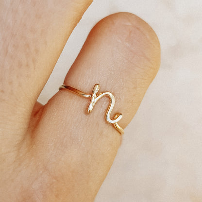 Custom Initial Name Ring • Gold Letter N Ring • Personalized Initial Ring • Initial Name Ring • Adjustable Initial Ring • BYSDMJEWELS