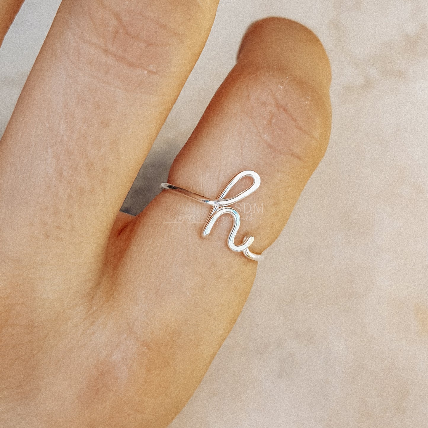 Dainty Initial H Ring • Letter Ring • Personalized Wire Initial Ring • Personalized Ring • Adjustable Ring • BYSDMJEWELS