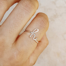 Load image into Gallery viewer, Dainty Initial H Ring • Letter Ring • Personalized Wire Initial Ring • Personalized Ring • Adjustable Ring • BYSDMJEWELS
