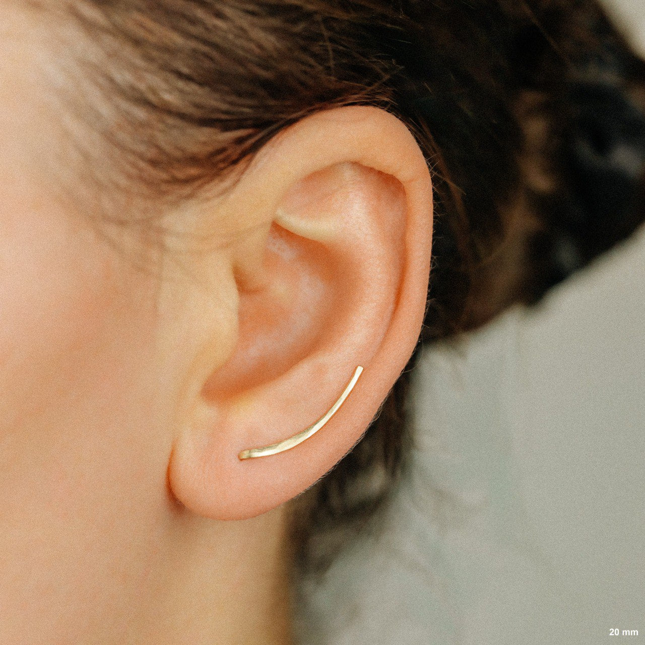 50 mm Dainty Long Ear Climbers, Ear Crawler, Gold Ear Cuff, Bar Ear Climber Silver Sweep Ear Pins Rose Gold Hammered Ear Climber Earrings