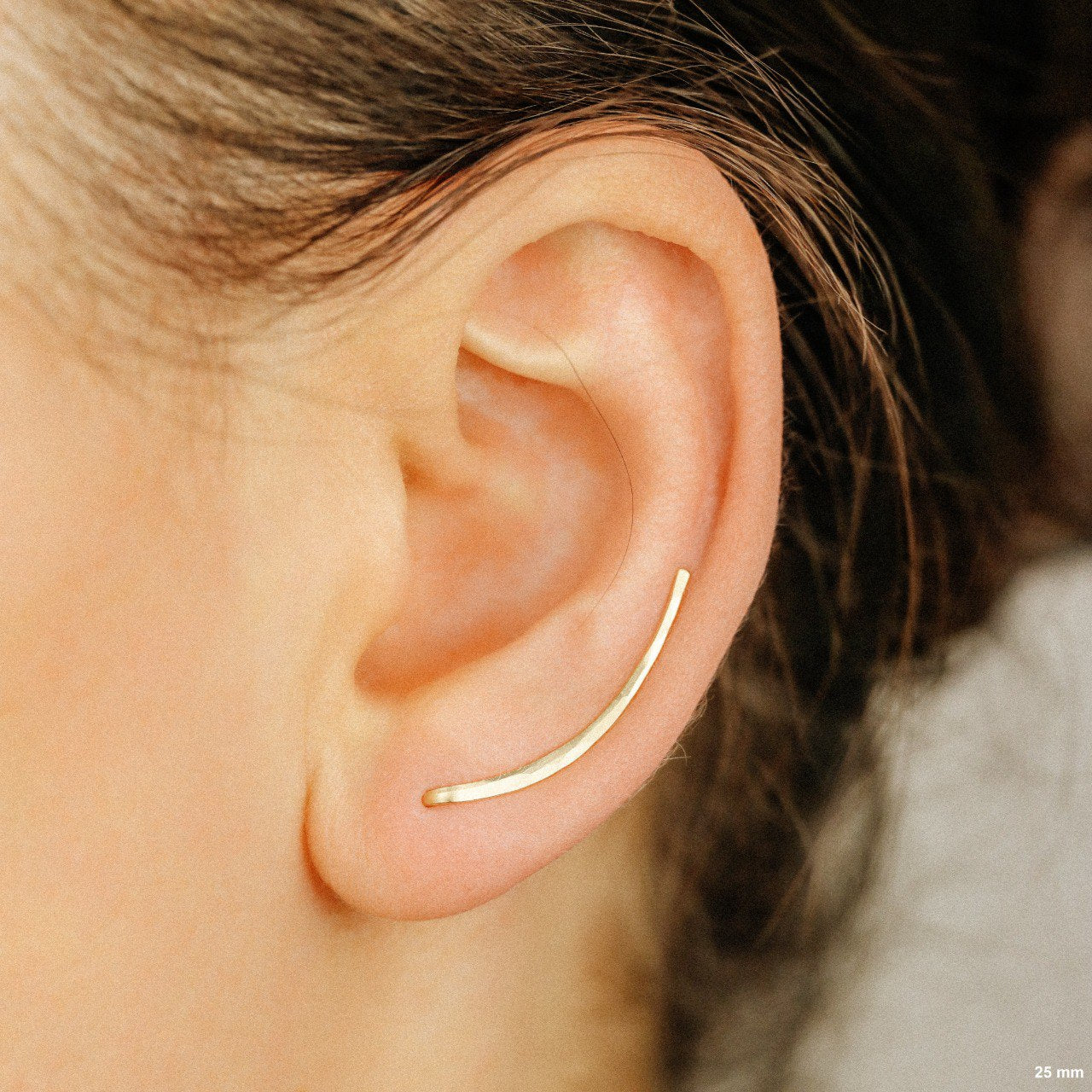 50 mm Dainty Long Ear Climbers, Ear Crawler, Gold Ear Cuff, Bar Ear Climber Silver Sweep Ear Pins Rose Gold Hammered Ear Climber Earrings