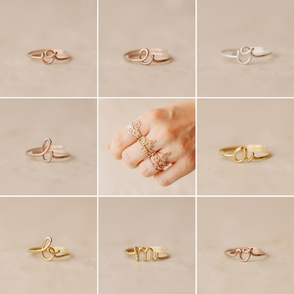 Lowercase Cursive Letter R Ring