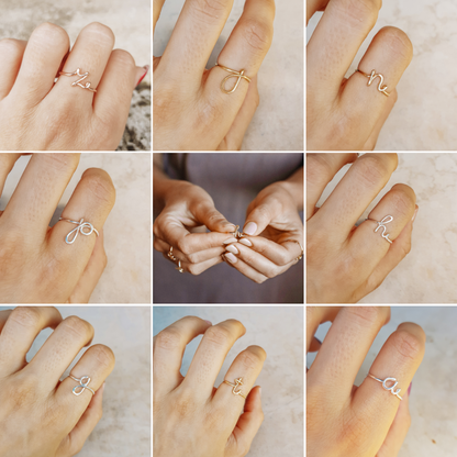 Lowercase Cursive Letter R Ring