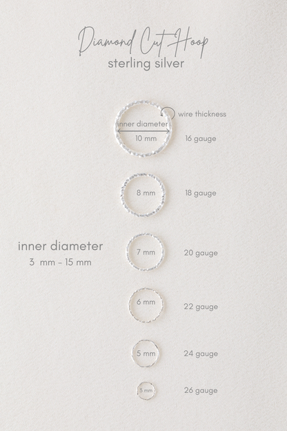 Diamond Cut Helix Hoop - Tiny Cartilage Earring - Endless Ring Hoops