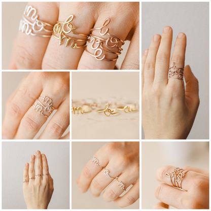 Lowercase Cursive Letter R Ring