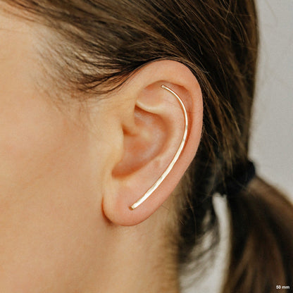 50 mm Dainty Long Ear Climbers, Ear Crawler, Gold Ear Cuff, Bar Ear Climber Silver Sweep Ear Pins Rose Gold Hammered Ear Climber Earrings