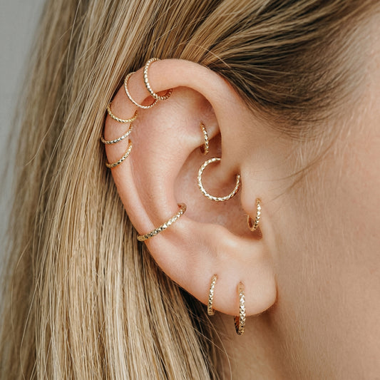 Diamond Cut Helix Hoop - Tiny Cartilage Earring - Endless Ring Hoops