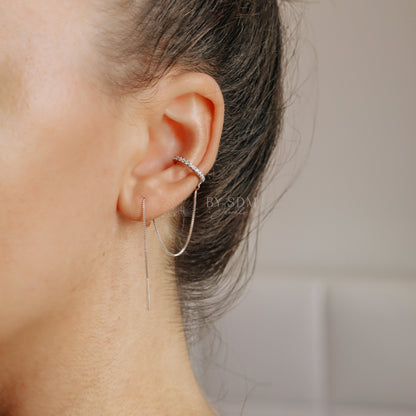 Ear cuff with chain • Dainty gold ear cuff • Huggie ear cuff • Minimalist gold ear cuff • Fake huggie earrings • Non pierce Tiny ear cuff