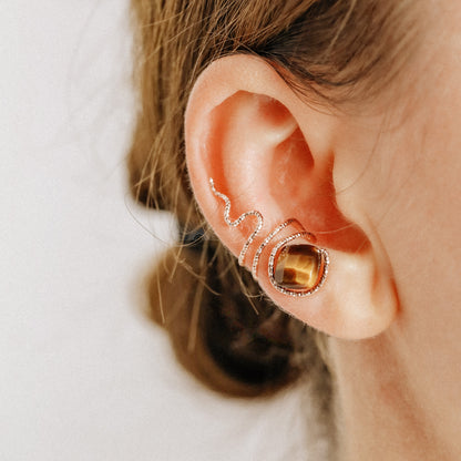 Snake Ear Cuff with Tiger Eye • Serpent Ear Cuff • BYSDMJEWELS