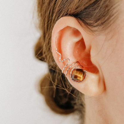 Snake Ear Cuff with Tiger Eye • Serpent Ear Cuff • BYSDMJEWELS