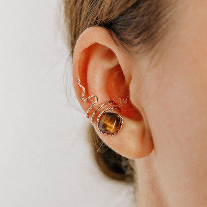 Snake Ear Cuff with Tiger Eye • Serpent Ear Cuff • BYSDMJEWELS