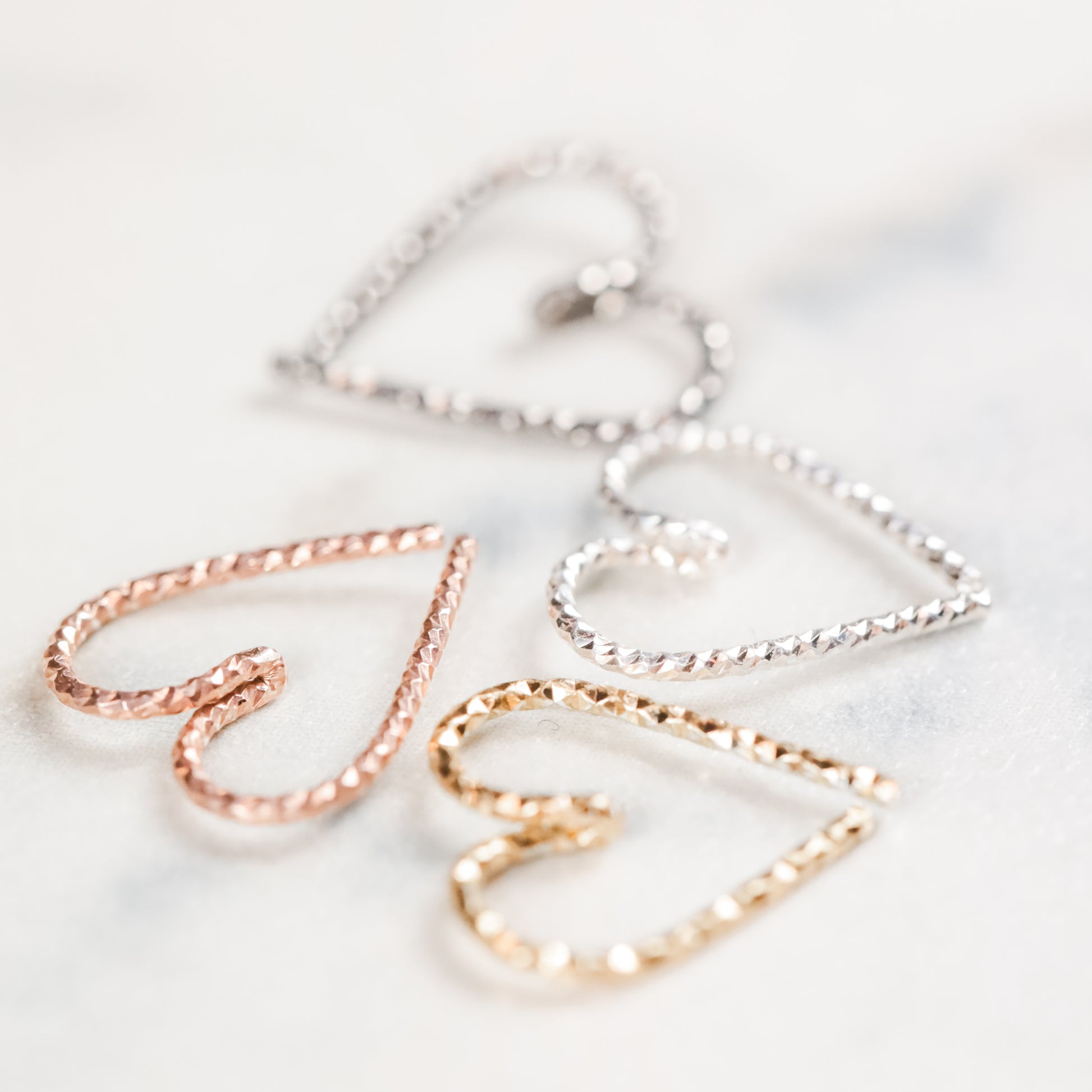 Helix Earring, Heart Cartilage Earring, Sterling Silver Helix Earring, Silver Open Heart Helix Hoop Earring, Diamond Cut Helix Heart Earring