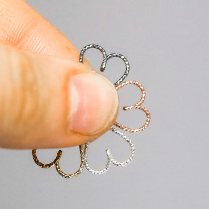 Helix Earring, Heart Cartilage Earring, Sterling Silver Helix Earring, Silver Open Heart Helix Hoop Earring, Diamond Cut Helix Heart Earring