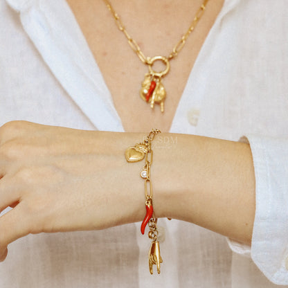 Italian Horn Bracelet • Malocchio Bracelet • Hand Gestures Bracelet • Lucky Charm Bracelet • Cornetto Napoletano • BYSDMJEWELS