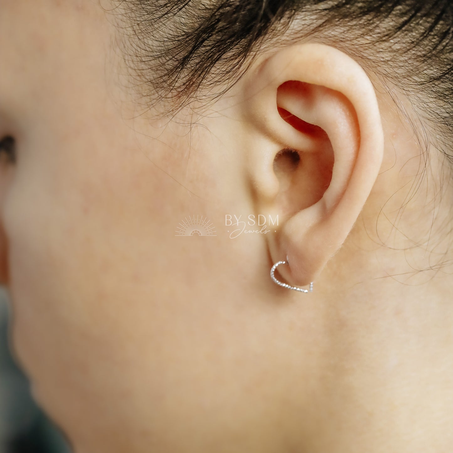 Diamond Cut Helix Heart Earring