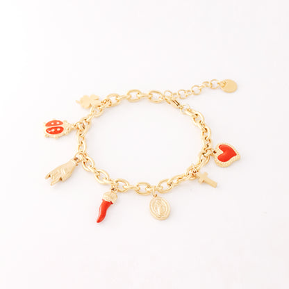 Italian Lucky Horn Charm Bracelet: Stainless Steel Good Luck Charms
