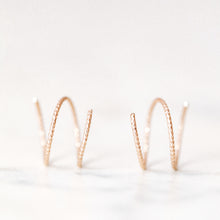 Load image into Gallery viewer, Tiny Double Hoop Earrings Minimal Spiral Earrings Tiny Twist Earrings Double Hoop Earrings Double Piercing Diamond Cut Hoop Earrings
