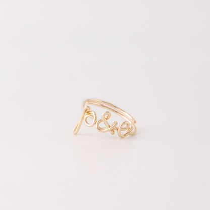 personalized initials ring handmade adjustable delicate wire ring