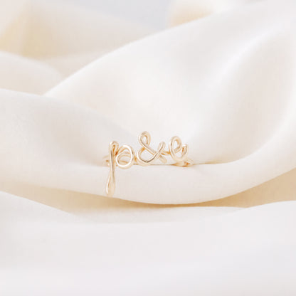 personalized initials ring handmade adjustable delicate wire ring