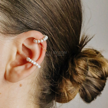 Natural Pearl Ear Cuff • 12k Gold Filled Ear Cuff • Pearl Cuff • Freshwater Ear Cuff • Gold Filled Cuff • No Piercing • BYSDMJEWELS