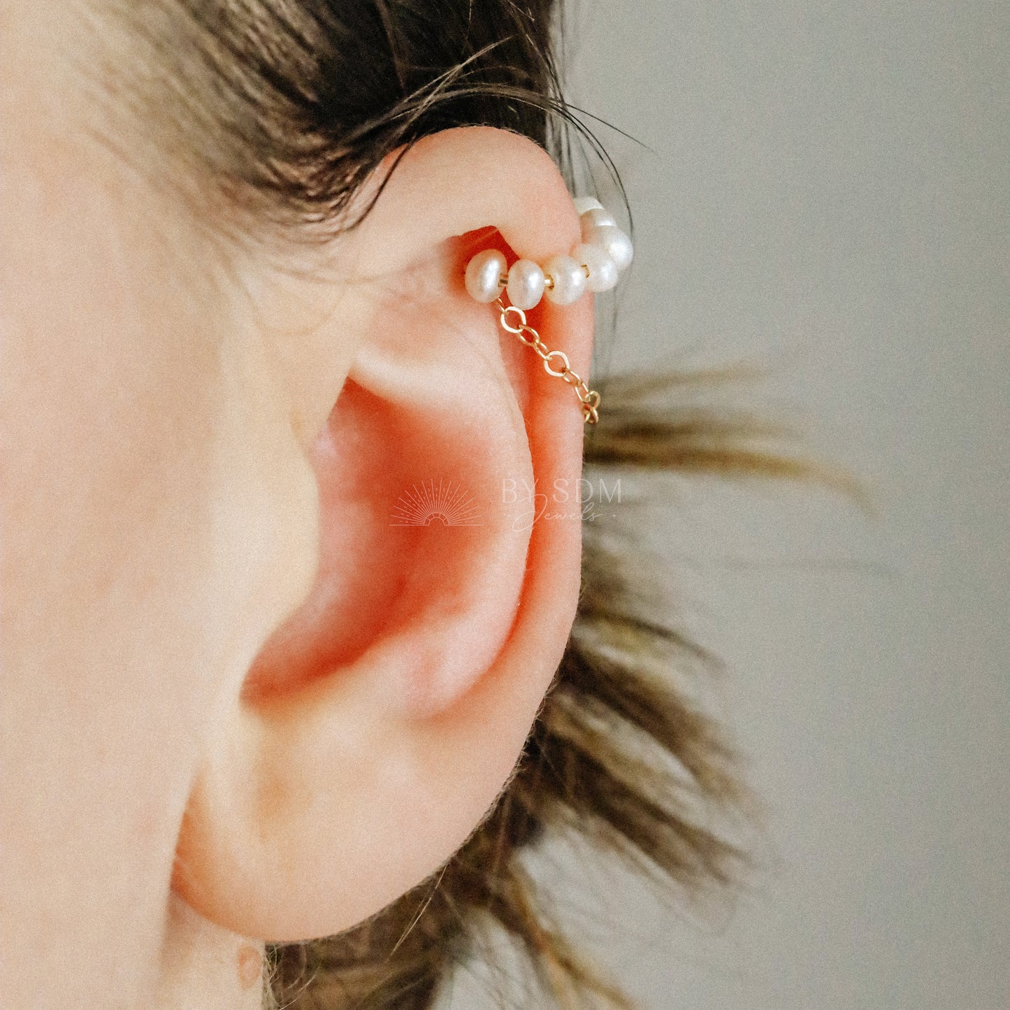 Natural Pearl Ear Cuff • 12k Gold Filled Ear Cuff • Pearl Cuff • Freshwater Ear Cuff • Gold Filled Cuff • No Piercing • BYSDMJEWELS
