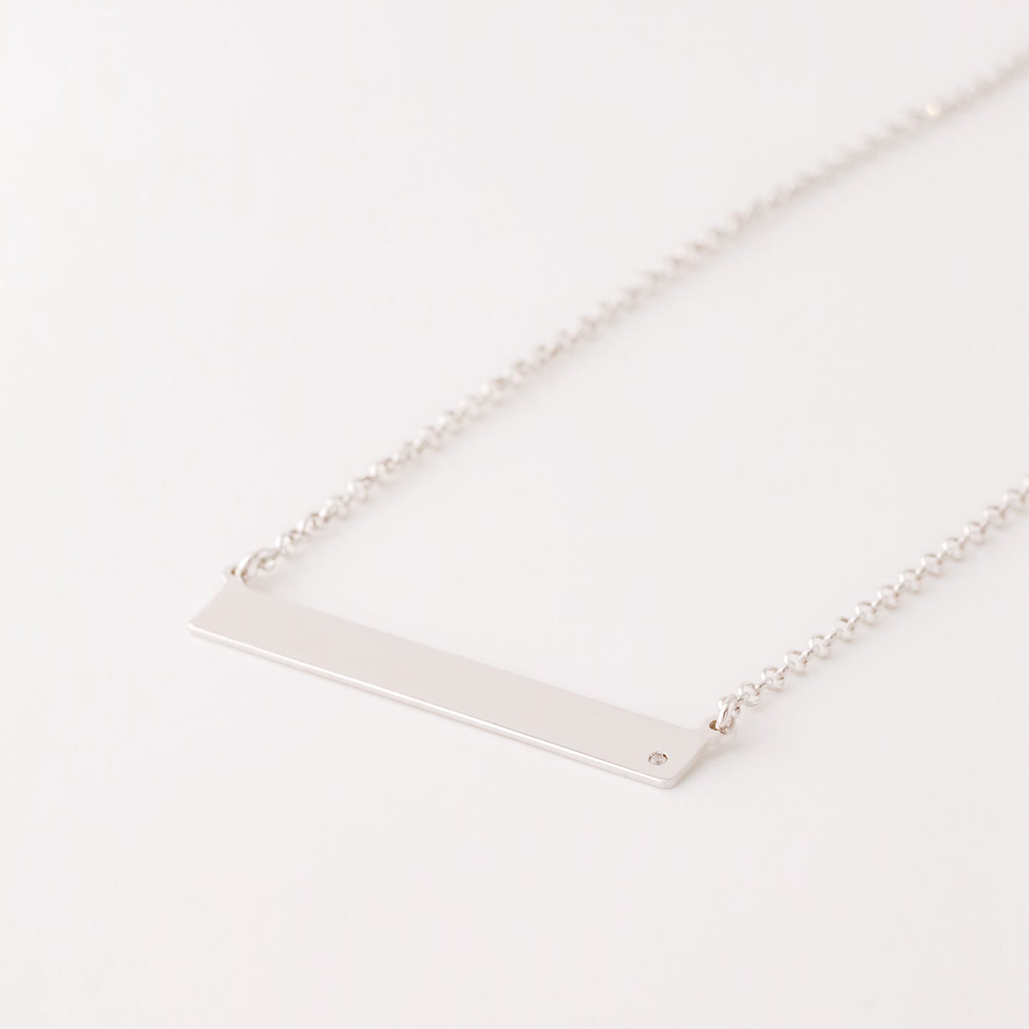 Sterling Silver Bar Necklace with Diamond • BYSDMJEWELS