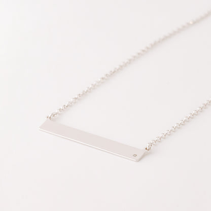 Sterling Silver Bar Necklace with Diamond • BYSDMJEWELS