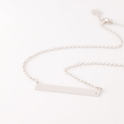 Sterling Silver Bar Necklace with Diamond • BYSDMJEWELS