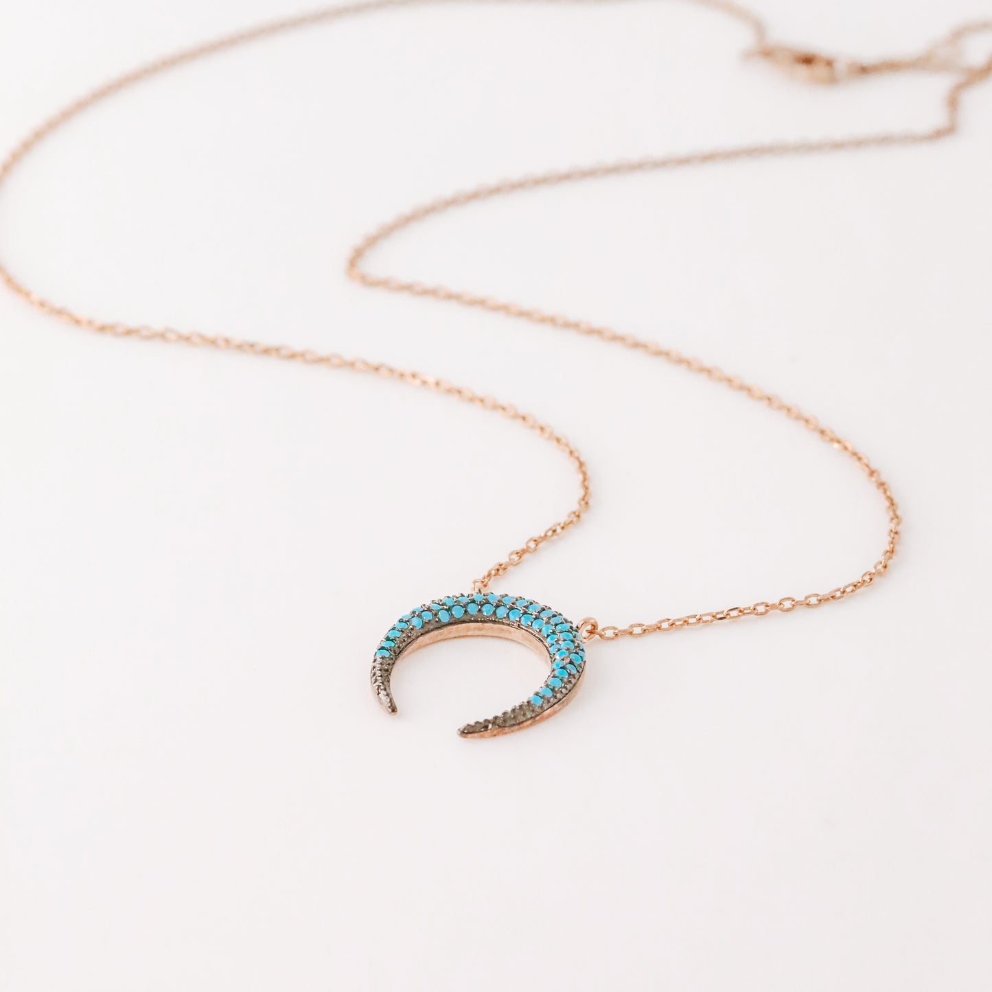 Turquoise Pave Horn Necklace