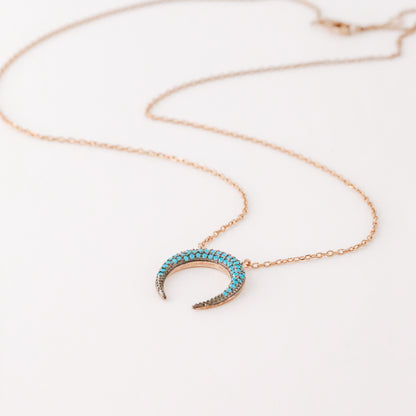 Turquoise Pave Horn Necklace