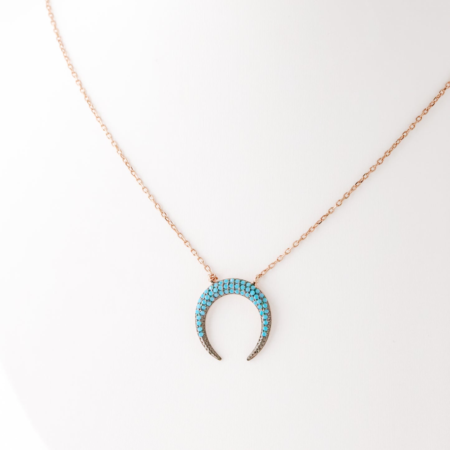 Turquoise Pave Horn Necklace