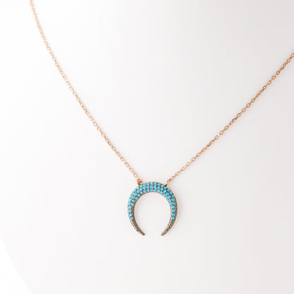 Turquoise Pave Horn Necklace