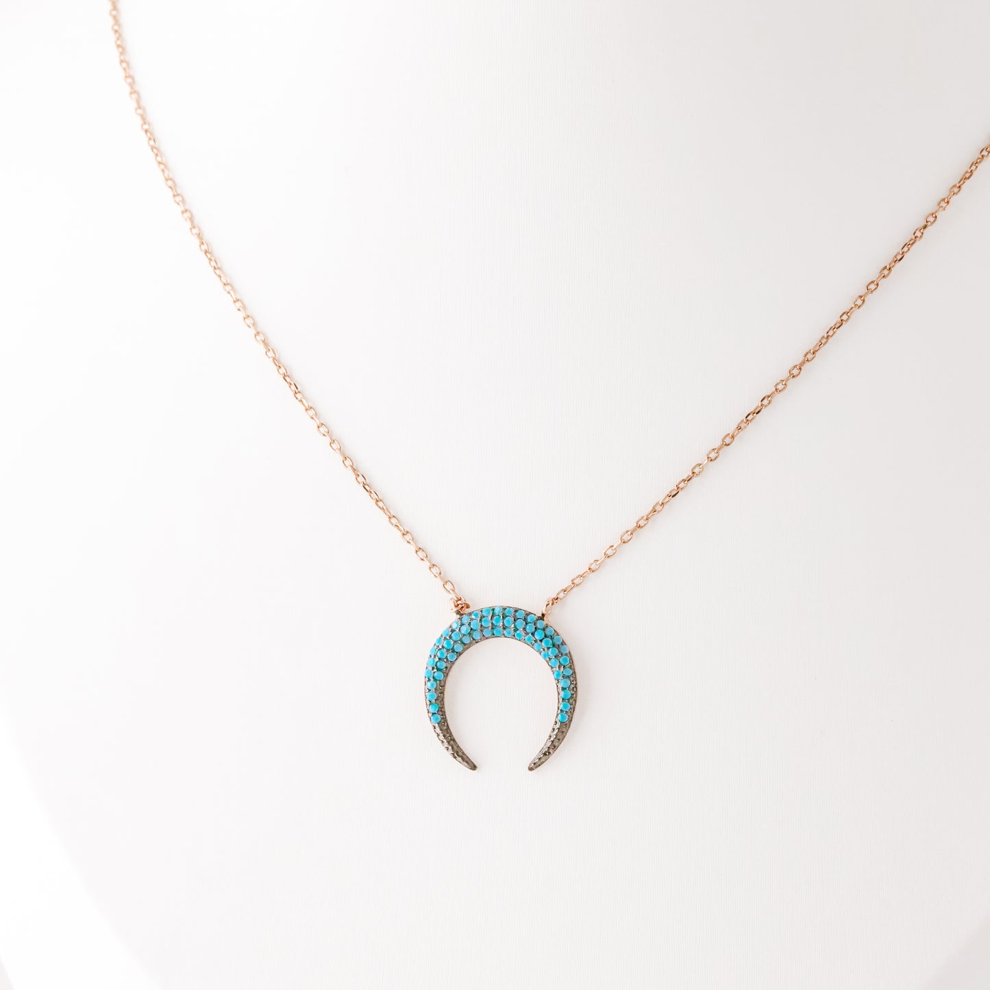 Turquoise Pave Horn Necklace