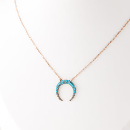Turquoise Pave Horn Necklace